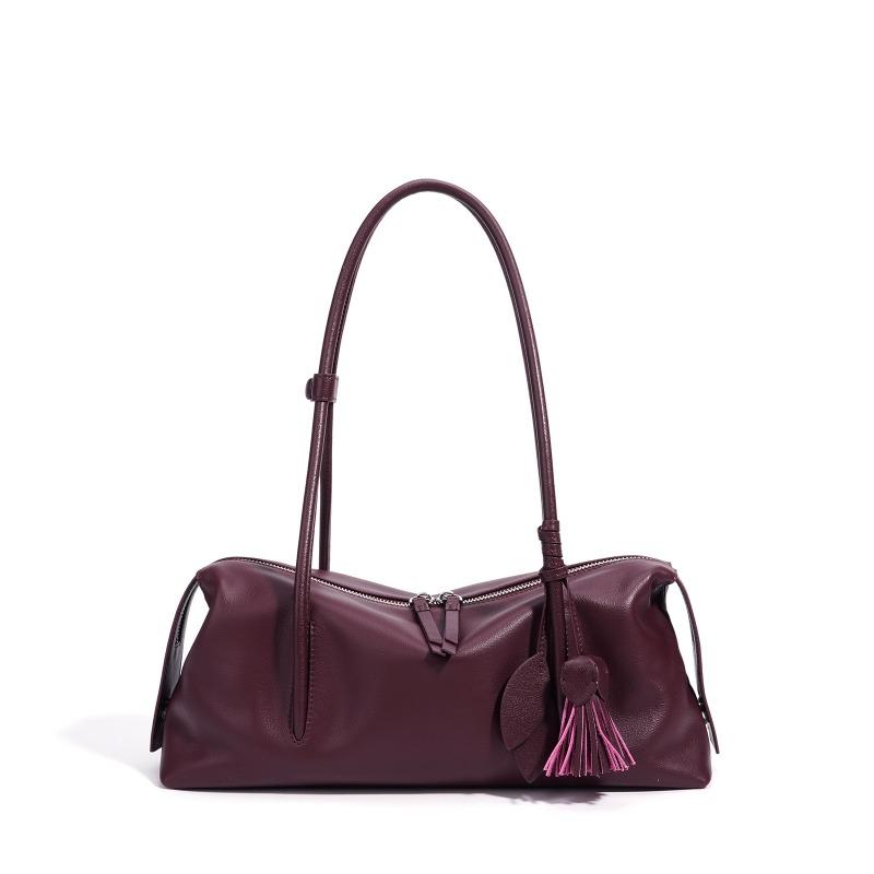 Erste Schicht Rindsleder Kissenbeutel Bowlingtasche vielseitiger Stil leichter Luxus große Kapazität Leder einfach tragbar Schulter Achseltasche