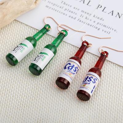 Ölflaska Hängande Örhänge för Kvinnor Kreativ Simulering av Mineralflaskor Smycken Sött Grön Brun Statement Hängande Örhängen