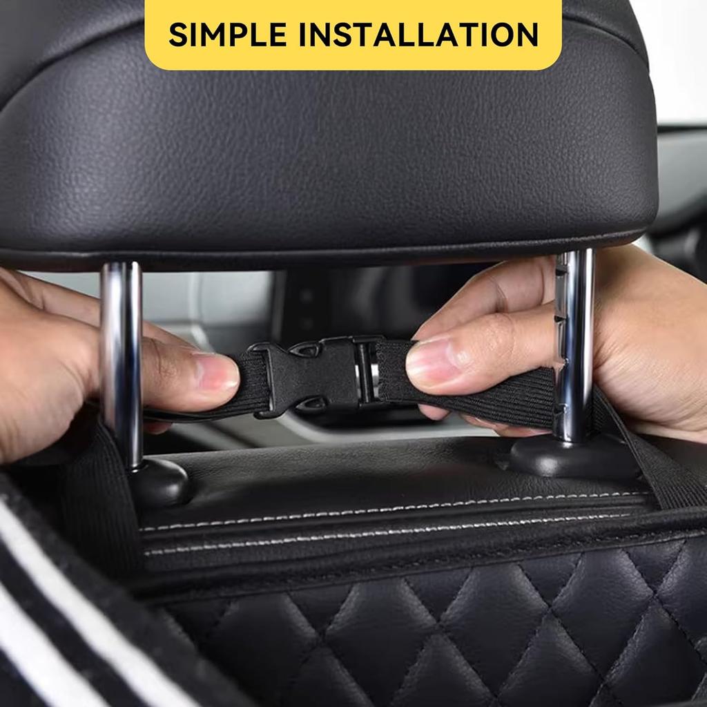 Car Seat Back Organizer, PU Leather Vehicle Backseat Hanging Storage Pocket, Multipurpose Auto Travel Essentials Accessories For Kids & Adults,