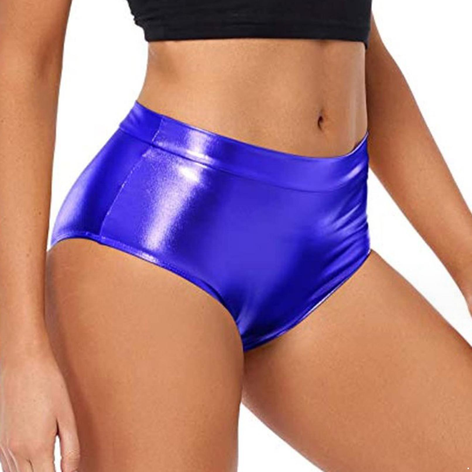 

Жіночі гарячі штани Wetlook Shorts Shiny Booty Shorts Плавки бікіні з високою талією Шорти для йоги Клубний одяг M королівський синій колір