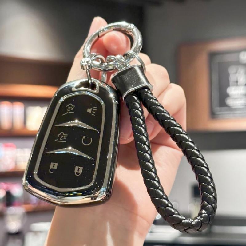 

Чехол-брелок из ТПУ с ремешком для ключей для Cadillac Escalade, чехол-брелок 2015, 2016, 2017, 2018, 2019, 2020, аксессуары чёрный