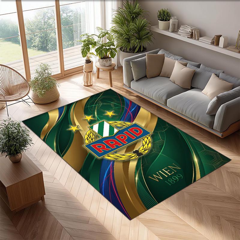 Rapid Wien FC Soccer Football Pattern Soft Area Rug Non Slip Indoor Floor Carpet Sports Decor Mat for Bedroom
