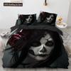 Skull Duvet Cover Queen Size Microfiber Vintage Sugar Skull Girl Day Of The Dead Bride With Dark Color Roses Graphic Bedding Set