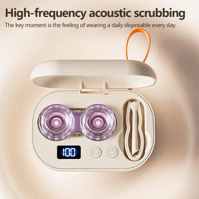 Contact Lens Cleaning Machine Utomatic Folding Cleaner High Frequency Vibration Rechargeable Lens Remover Tool Sterilization Box