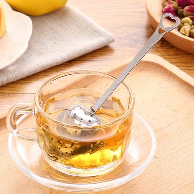 2pc Heart Shaped Stainless Steel Tea Infuser Spoon Strainer Steeper Handle