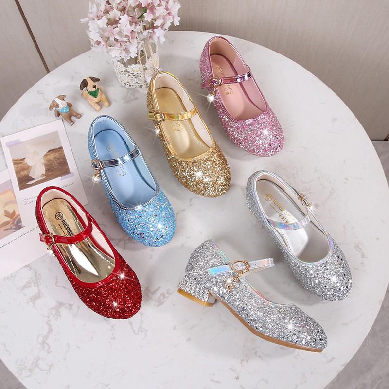 Mädchen Prinzessin Pailletten Schuhe Klavierauftritt Kleinkind Mode Absätze Rutschfest Alle