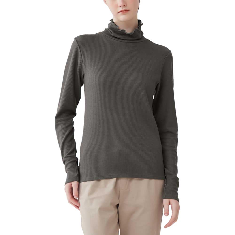 Gunze MA7247 Long Sleeve Perfect for Layering or Wearing Cotton Blend On the Skin High Long Sleeve Innerwear, Alone, Side, Warm, Neck,