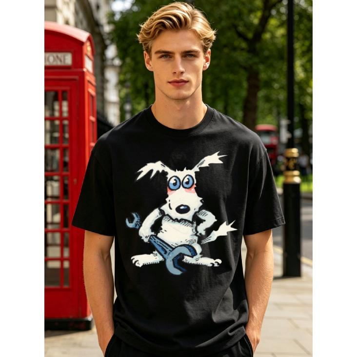1pc 2026 NEW New Style Fun Kickstart with Spanner from Ogri Classic Comic Biker T-Shirt by Runhell S чёрный
