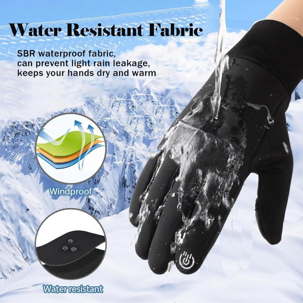 Black Winter Warm Full Fingers Waterproof Cycling Outdoor Sports Running Motorcycle Ski Touch Screen  Gloves