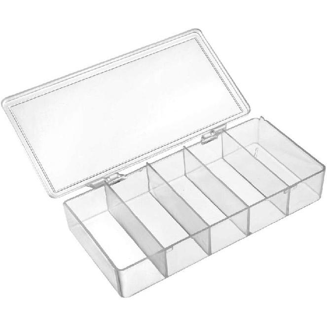 uxcell Component Storage Box - PS Fixed 5 Grids Electronic Component Containers Tool Boxes Clear White 175x85x34mm