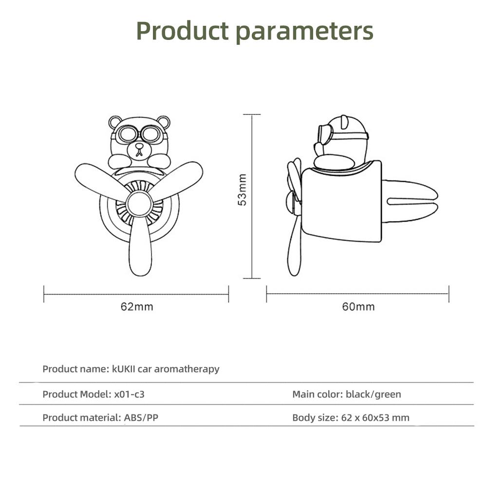 Désodorisant pour voiture Cute Bear Pilot | Diffuseur à hélice rotative | Parfum longue durée