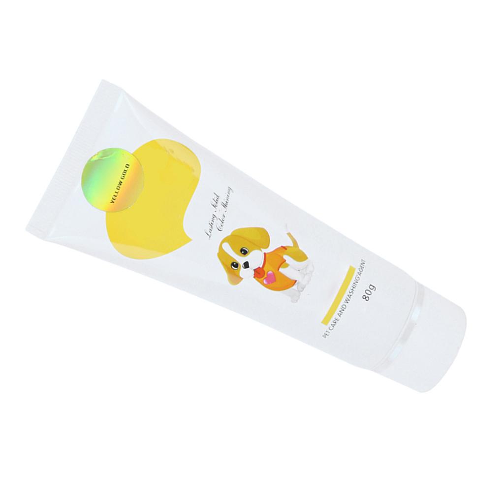 Tierhaarfärbegel Semi-Permanent Temporär Tierfellfärbung Einfach zu Verwenden Haustierbedarf(Golden 80mL)