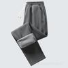Men's Warm Corduroy Casual Pants With Fleece Lined Cargo Pants Drawstring Elastic Waist Sweatpants with Pockets Winter Straight Leg Trousers for Male