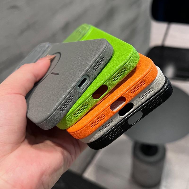 Magnetyczne Etui na Telefon o Skórzanej Teksturze Kompatybilne Z Iphone Obsługuje Ładowanie Bezprzewodowe Odporne na Wstrząsy Pokrowiec Ochronny
