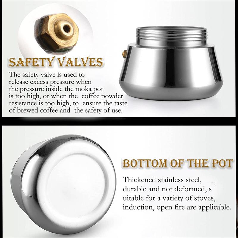 Koffiepot Roestvrijstalen filter Italiaanse espresso koffiezetapparaat percolator gereedschap 200/300/450/600 ml mokka koffiezetapparaat koffiepot