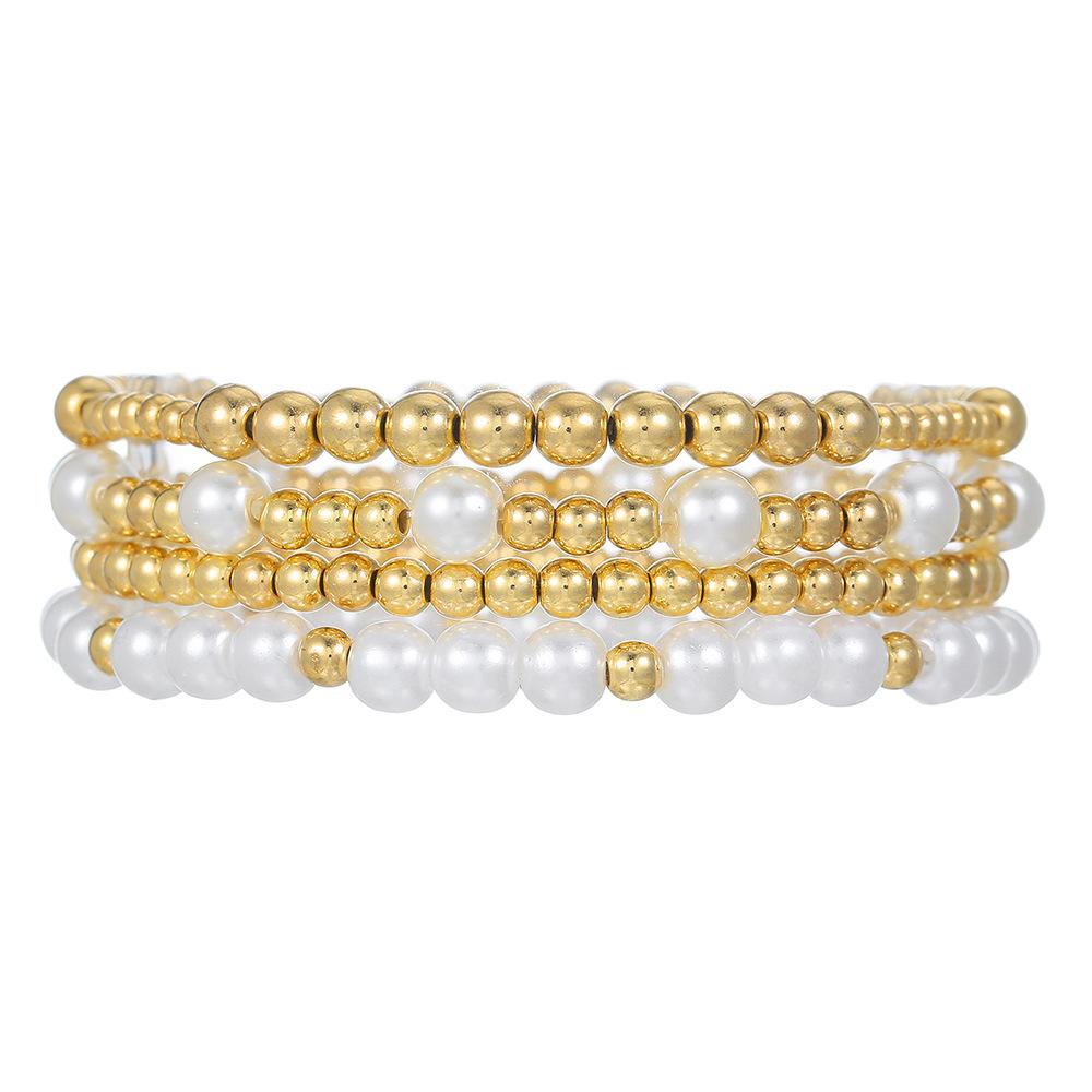 European and American jewelry niche design cross bracelet set sweet cool beaded stacked shell pearl bracelet