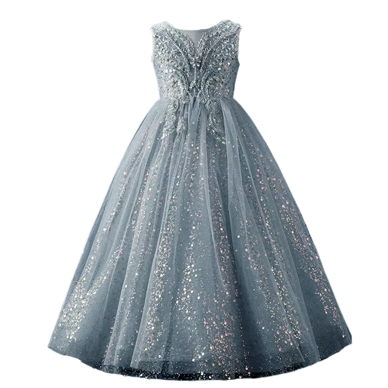 

HOLRAFAN Формальное платье без рукавов с блестящей вышивкой в виде бабочек и цветов Идеально для принцессы для сцены и элегантных мероприятий Размеры Детский дизайн, Для девочек