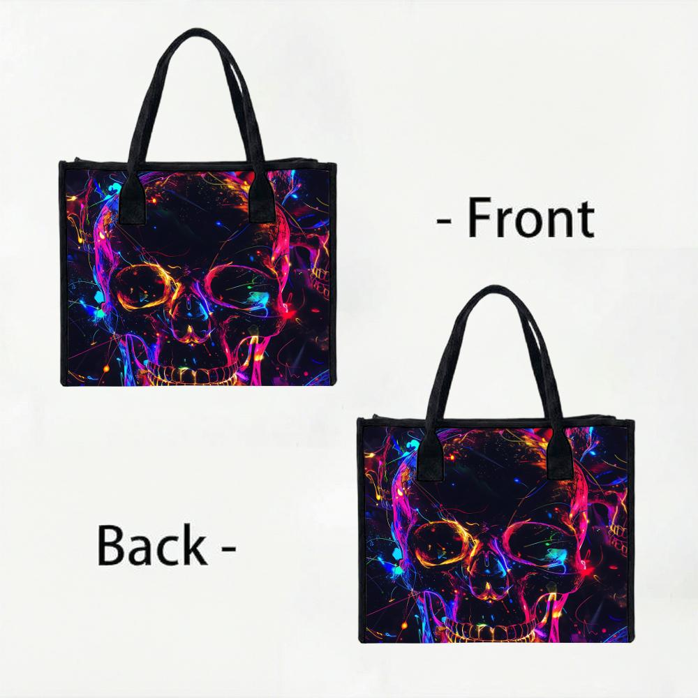 Neon Skull Stylish Tote Bag Trendy Daily Handbag