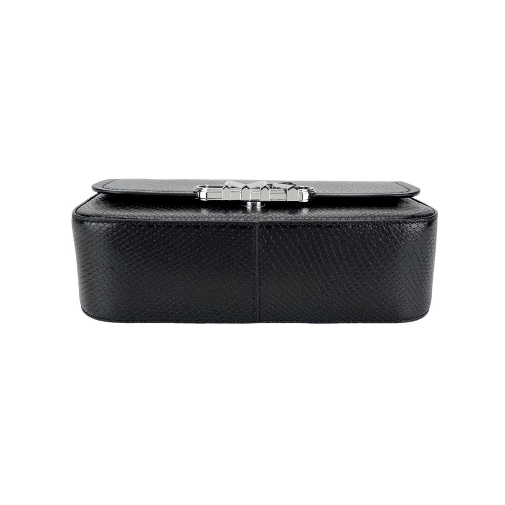 New MICHAEL KORS PARKER Snakeskin Print Embossed Leather Handbag Shoulder Bag Medium Size Women's Black 30F2S7PC6E-0001