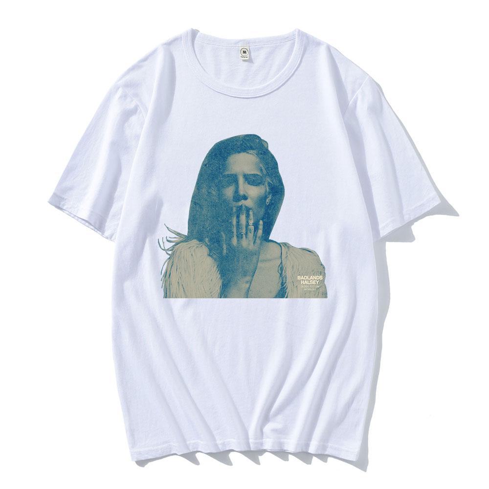 HALSEY Badlands Tshirts Short Sleeve Cotton Female/Male T-shirt Casual O-neck Geaphic Tee-shirt Printing Clothing Tee XXL белый