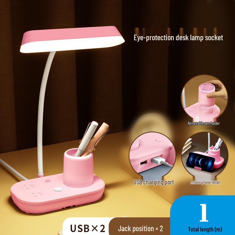 AA Grade LED Eye-Protection Desk Lamp with USB, Soft Light, Night Light, and Wireless Charging for Bedroom or Bedside