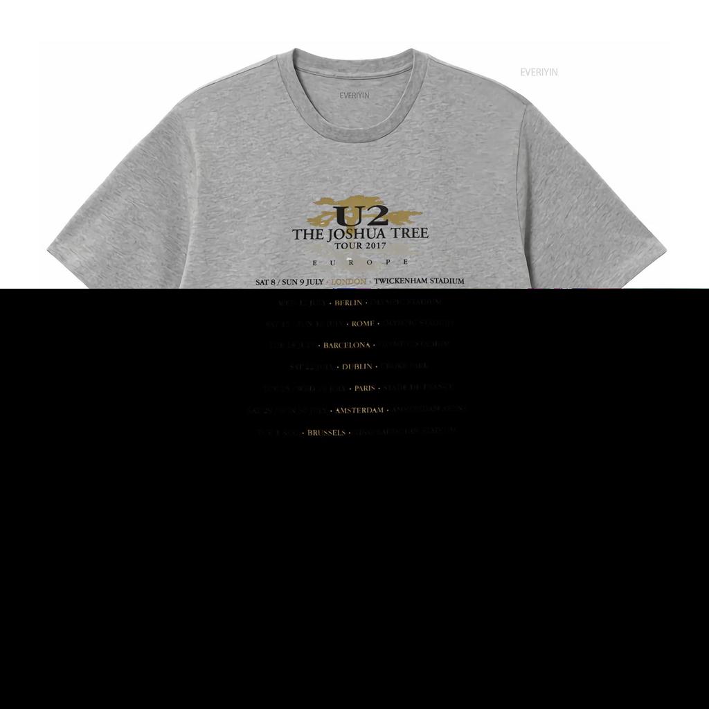 U2 The Joshua Tree Tour 2017 Europa Concerto Taglia L T Shirt vintage Lavato Morbido abbigliamento firmato Versatile Casual uomo