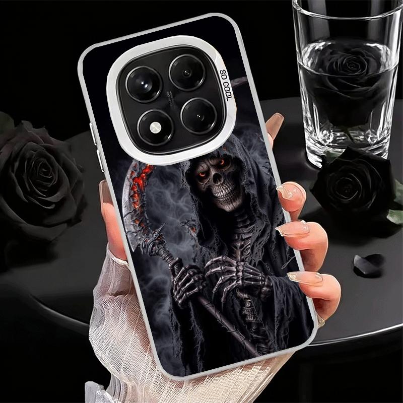 Tod Sensenmann Schädel Sense Weiche Handyhülle für Xiaomi Redmi Note 13 14 15 Pro Plus 12S 12 11S 11 11T 10S 10 Stoßfeste Hülle
