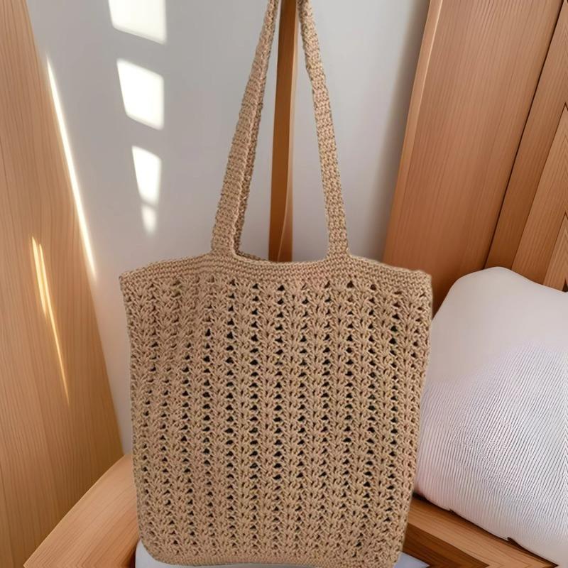 New Straw Bag Versatile Women's Bag Simple Hand-woven Bag Hollow Shoulder Tote Bag Travel Beach Bag Women