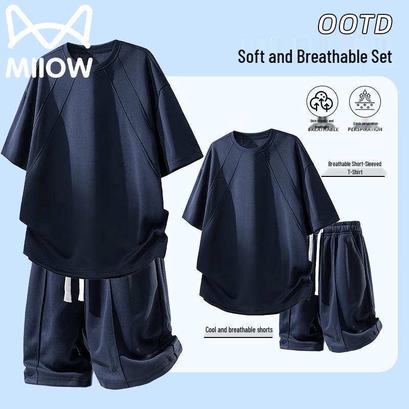 MiiOW Men's Summer Breathable Sports T-shirt & Shorts Set