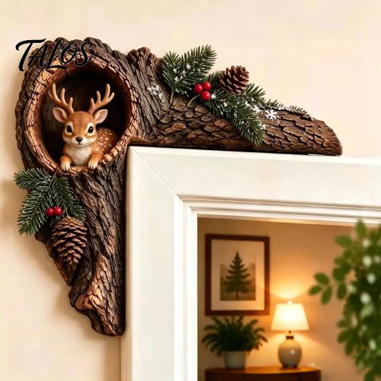 Nature Inspired Home Decor Chipmunk Tree Hollow Door Topper, Woodland Animal Frame Decor, Rustic Wood Bedroom Wall Decoration Corner Ornament