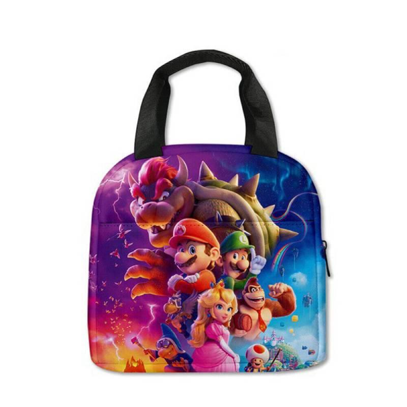 3d New Super Mario Lunch Bag For Kids, Portable And Stylish, Purple/blue/green Colors