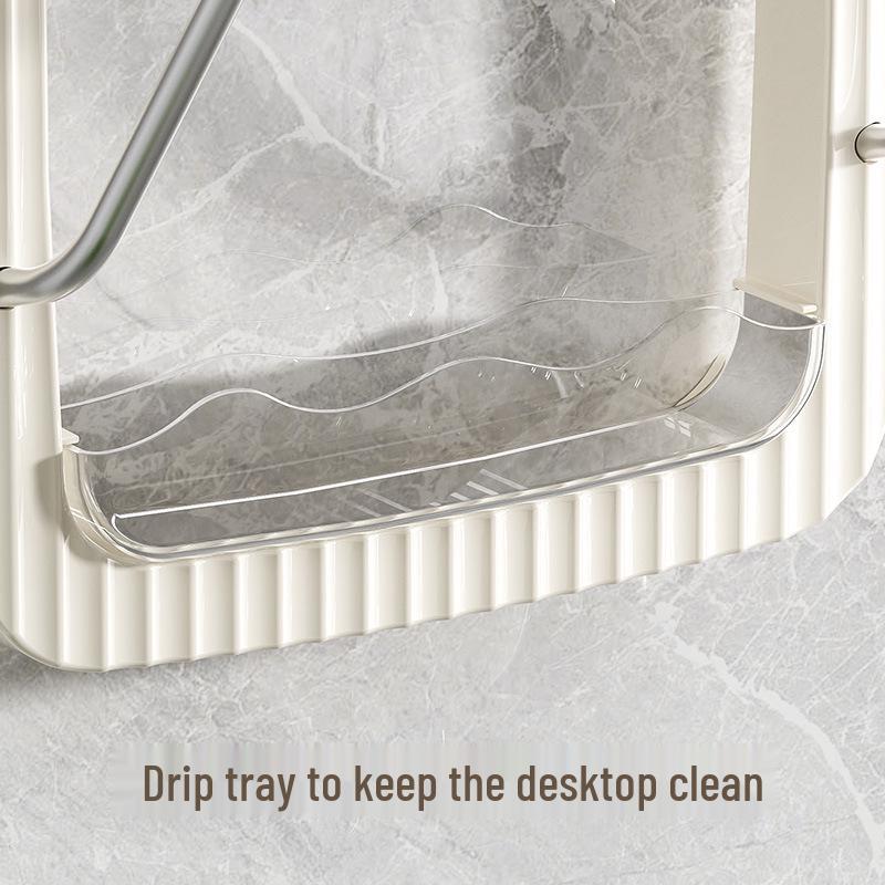 Warde Wall-Mounted Kitchen Storage: Suction Cup Pot Lid & Cutting Board Rack with Detachable Drip Tray.