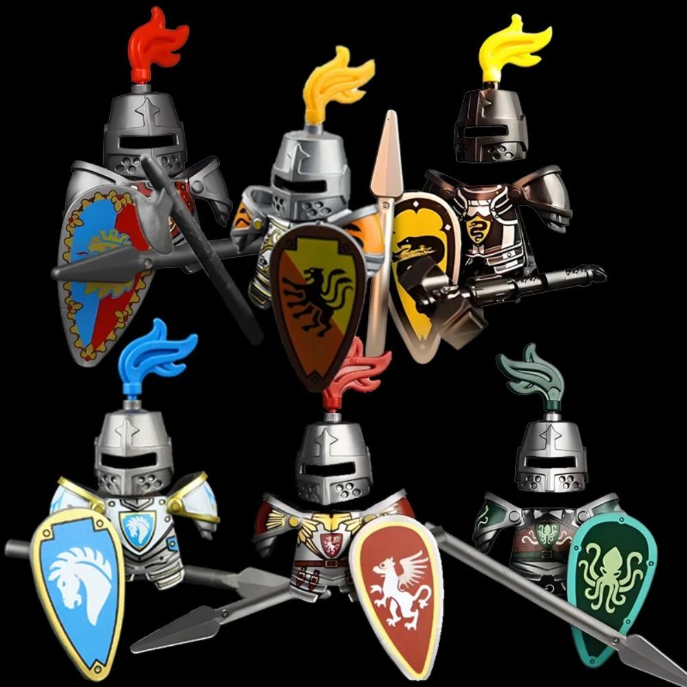 MOC Building Blocks Medieval Character Accessories Warhorses Militiamen Dragons Castles Knights Brick Gifts Toy Helmets Shields