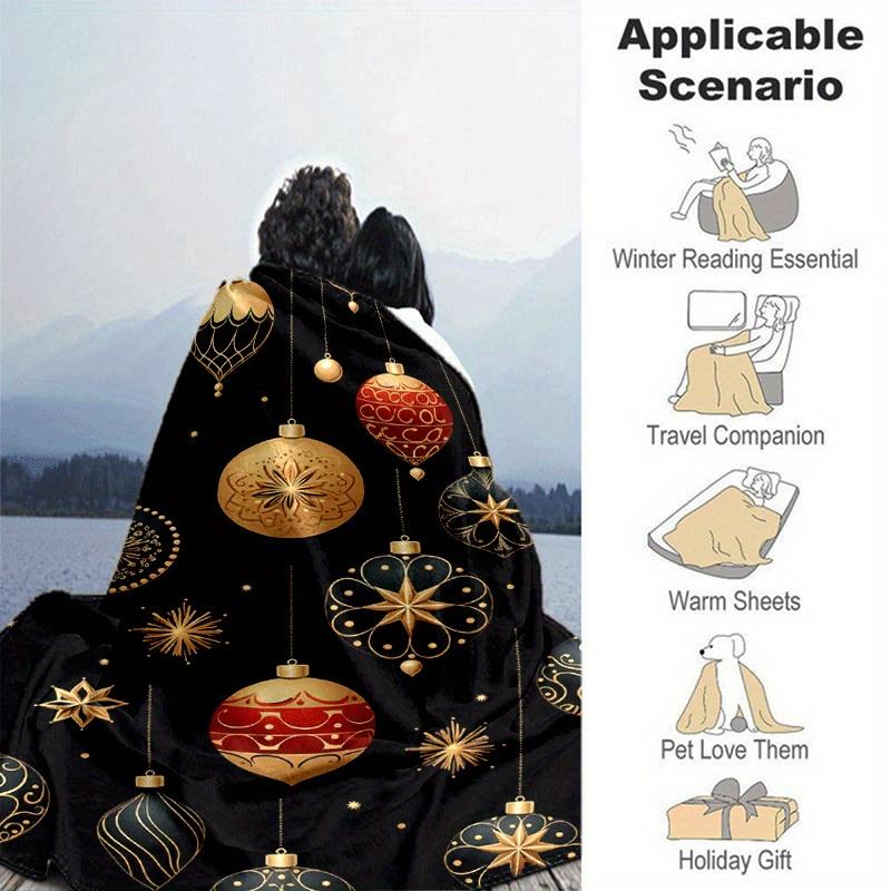 1pc Merry Christmas Printing Lightweight Flannel Blanket, Comfortable and Warm Blanket, for Camping Sofa Bed and Couch Office, Suitable for G