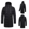 Autumn Winter Men Jacket Cotton Padded Hooded Long Sleeve Drawstring Mid-length Windbreaker for Daily Wear