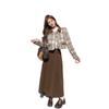 Women's 2024 Fashion: Two-Piece Wool Coat & Pleated Skirt Ensemble for Autumn/Winter