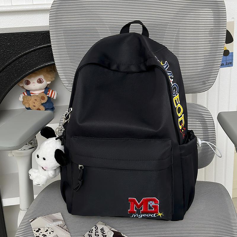 Schoolbag Women's New Large-capacity Embroidered Korean Backpack Versatile Junior High School High School Students High-value Travel Backpack Men