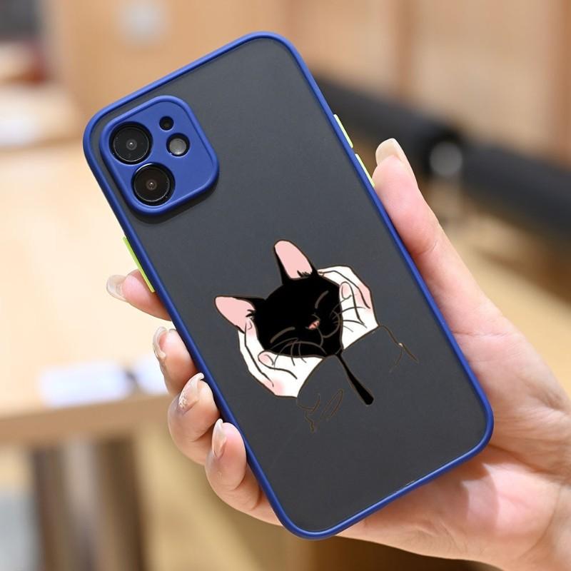 Cute Cat Phone Case For IPhone 14 13 12 11 Mini Pro Max XS X Max XR 8 7 Plus SE 2022 Skin Color Phone Cover