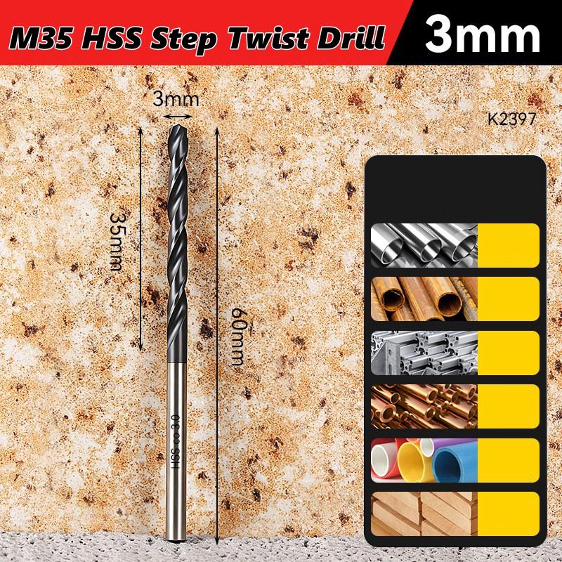 Xiaomi 3-12mm M35 Step Twist Drill, Cobalt Content Straight Shank Drill (3-13mm), For Iron, Stainless Steel, Steel Drilling