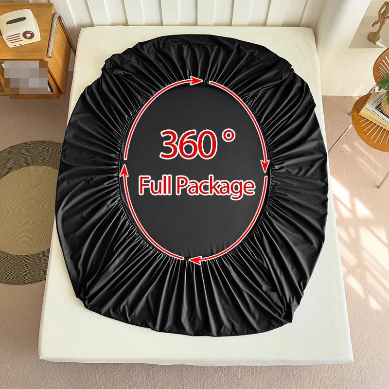 90/120/150/180/200 Fitted Bed Sheet With Elastic Band Solid Color Mattress Covers Protector Single Double King Beds Linen Becover