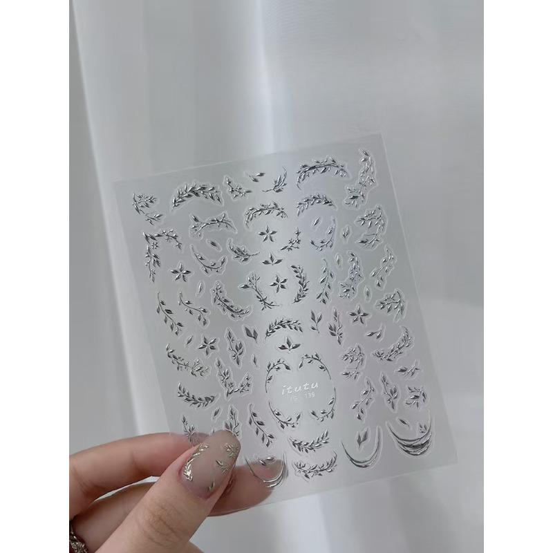 

Нові наклейки для нігтів у китайському стилі, золота гілка, нефритовий листок, новий стиль, золоте тиснення, листя, серія в китайському стилі, самоклейні наклейки для нігтів, прикраси Silver