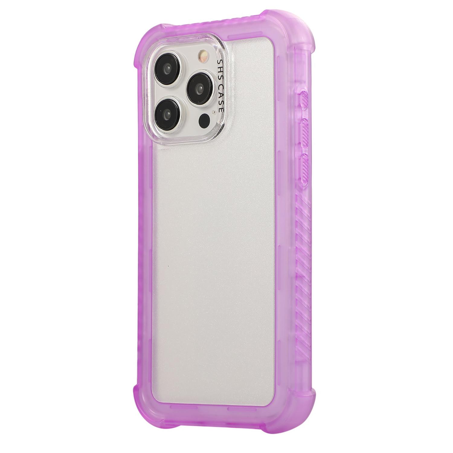 

For iPhone 15 Pro Case Non-Slip Side Edge TPU+PC Matte Phone Cover Purple