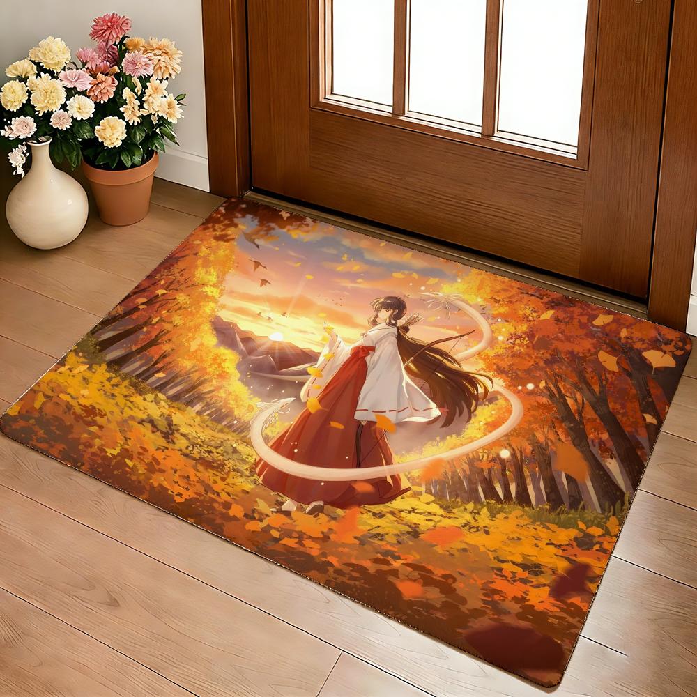 Animel-Inuyasha Floor Mat Cozy Flannel Soft Thick Non-Slip Mat For Living Room Bedroom Kitchen Decor Rugs