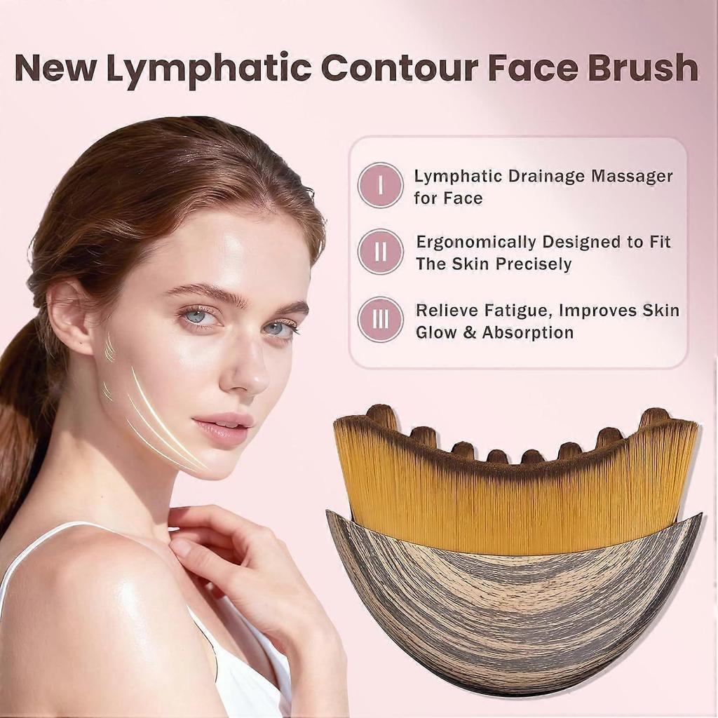Nuovo pennello viso Lymphatic Contour per scolpire, Massaggiatore per drenaggio linfatico per il viso, Progettato ergonomicamente per adattarsi perfettamente alla pelle e alleviare Fa