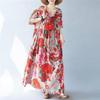 Summer Resort Mori Girl Long Plus Loose Bohemian Floral Perfect for Popular Free Floral Print [kisetsumate] Women's Dress, Cotton-Linen, Style, Dress,