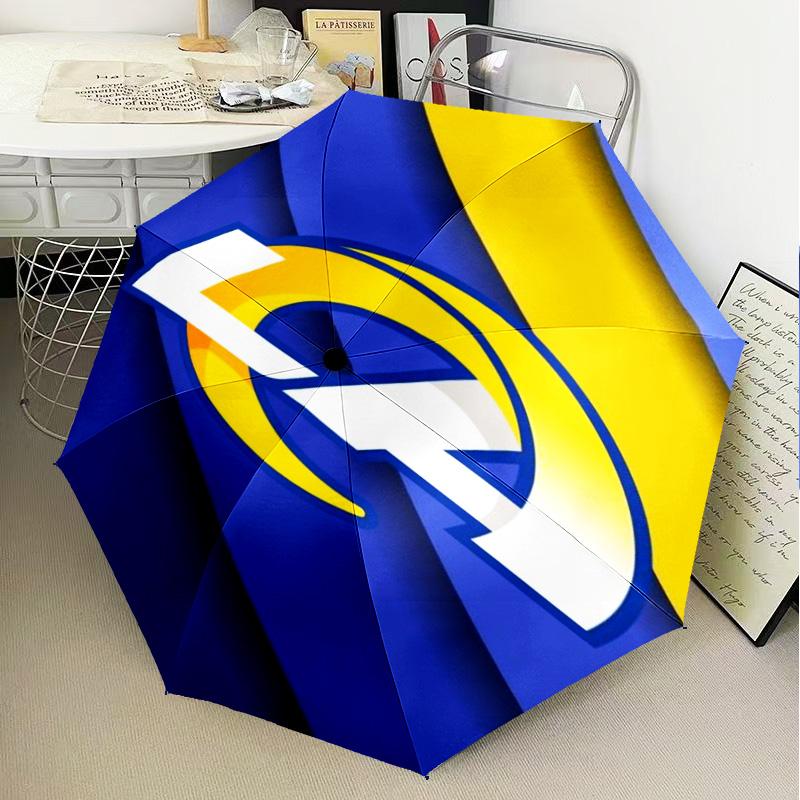 1PC Rams Team Spirit Printed Umbrella Folding umbrella, automatic umbrella 8-Frame for Travel, camping Fan gifts Christmas Gifts