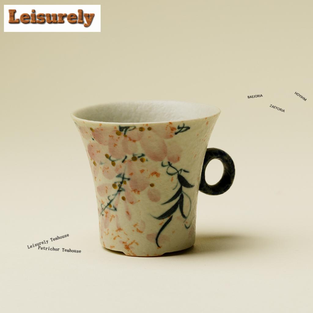 Hand-painted Spring Branch Teacup Handmade Tea Bowl Sample Tea Cup Tea-tasting Meditation Cup Chazhan Master Cups Drinkware