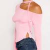 VAYLA Y2K Off Shoulder Long Sleeve Crop Top Women Sexy Slim Vintage Pink T Shirts Casual Outfits Streetwear Club