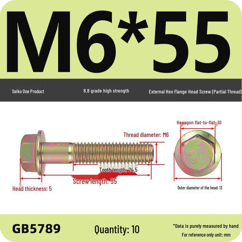 Verzinkter Sechskantflanschschraube mit Scheibe, Güte 8.8, M5-M12