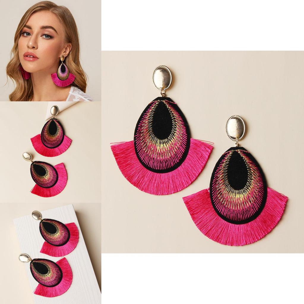 Embroidered Feather Earrings With Unique Animal Design For Womens Party And Gift Use
